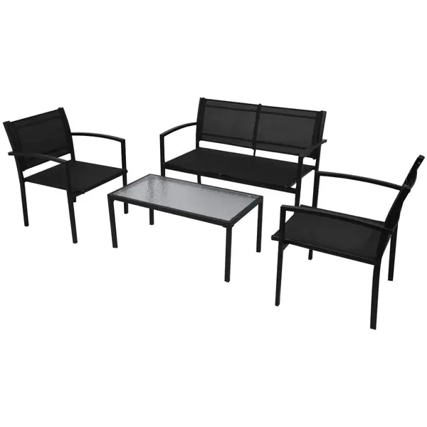 Gossi set mobilier de gradina, 4 piese, negru, textilena