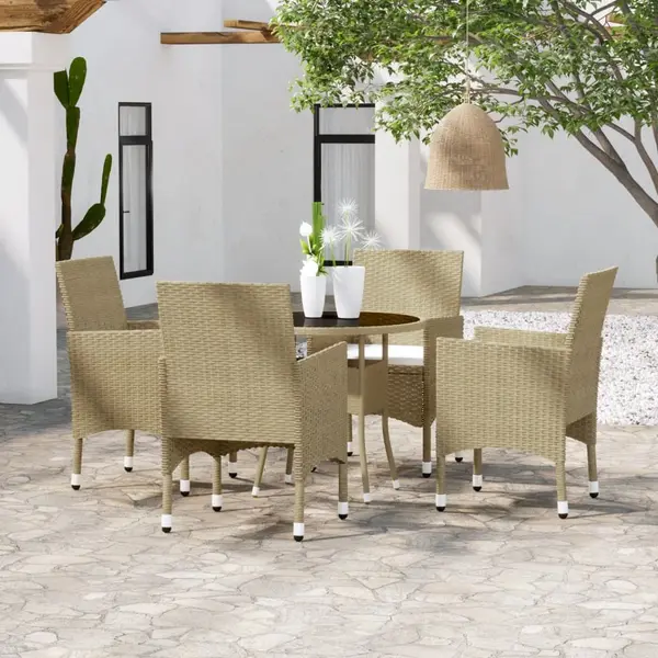 Gossi set mobilier de gradina, 5 piese, bej, poliratan