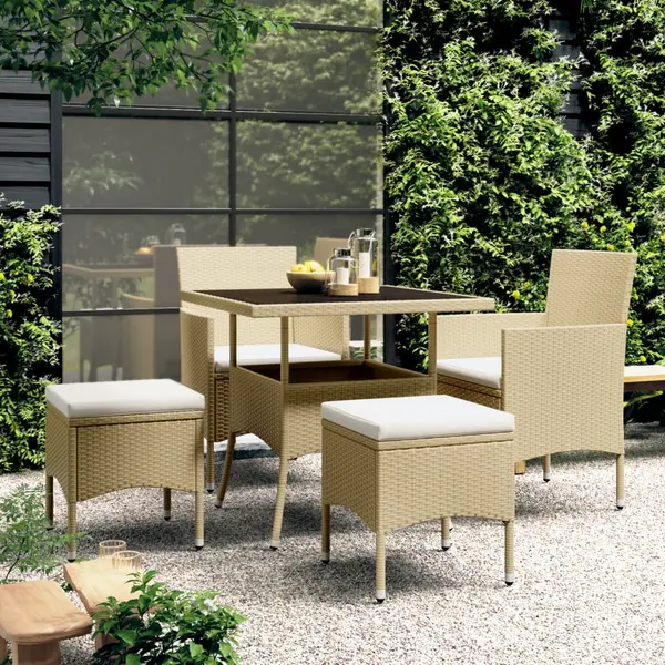Gossi set mobilier de gradina, 5 piese, bej, poliratan