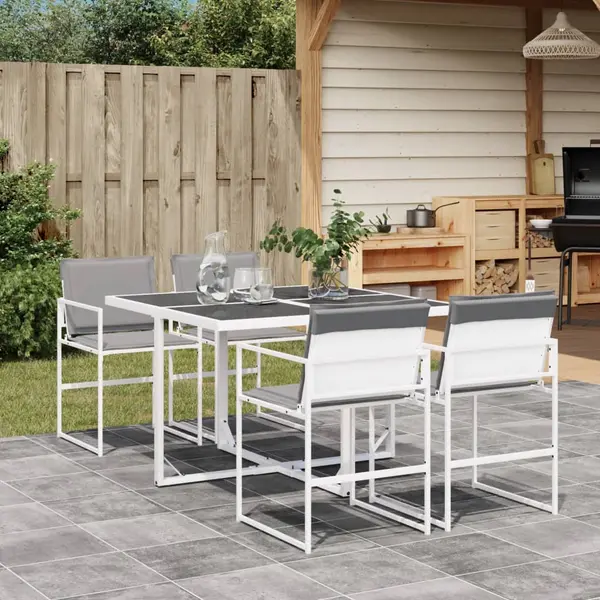 Gossi set mobilier de gradina, 5 piese, cu perne, alb, textilena