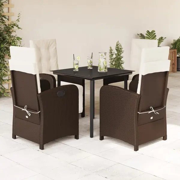 Gossi set mobilier de gradina, 5 piese, cu perne, maro, poliratan
