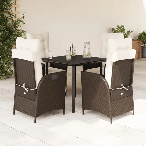 Gossi set mobilier de gradina, 5 piese, cu perne, maro, poliratan