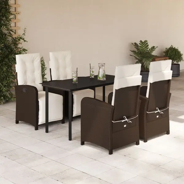 Gossi set mobilier de gradina, 5 piese, cu perne, maro, poliratan