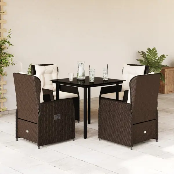 Gossi set mobilier de gradina, 5 piese, cu perne, maro, poliratan
