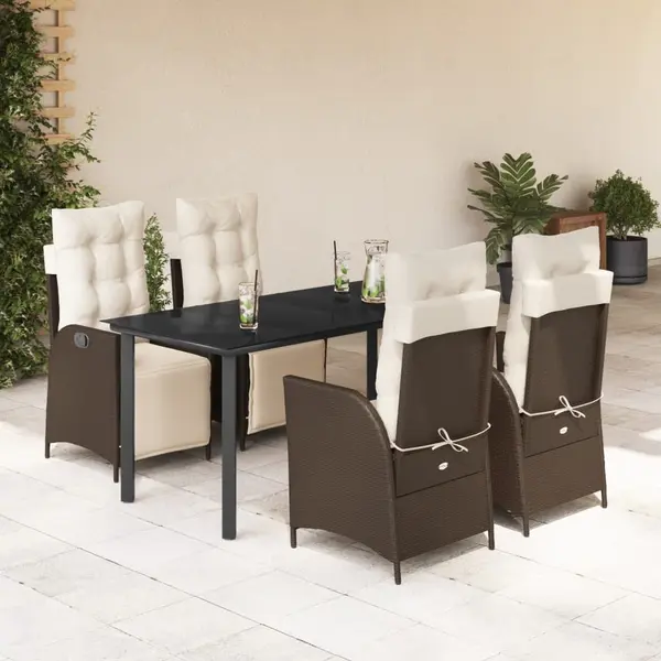 Gossi set mobilier de gradina, 5 piese, cu perne, maro, poliratan