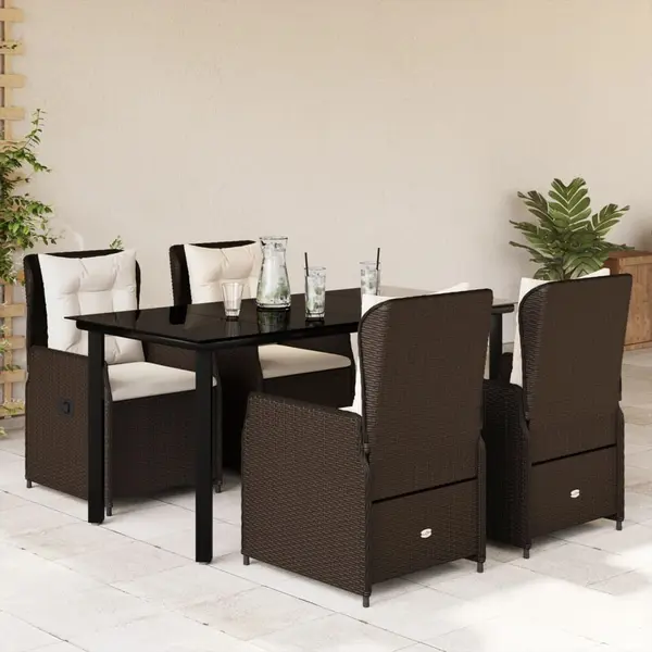 Gossi set mobilier de gradina, 5 piese, cu perne, maro, poliratan