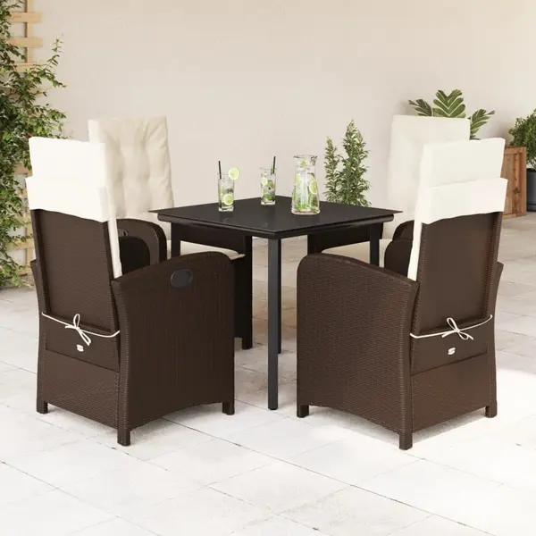 Gossi set mobilier de gradina, 5 piese, cu perne, maro, poliratan