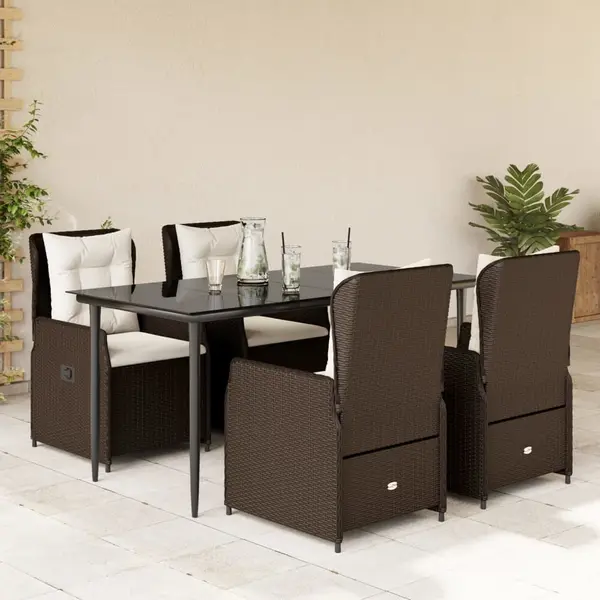 Gossi set mobilier de gradina, 5 piese, cu perne, maro, poliratan