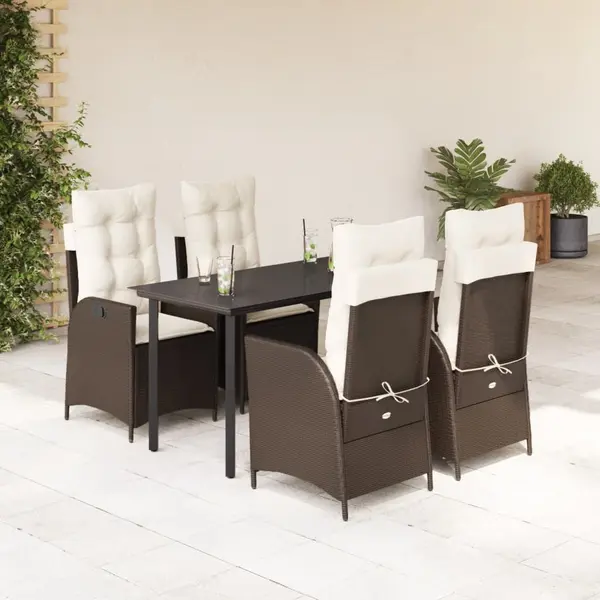 Gossi set mobilier de gradina, 5 piese, cu perne, maro, poliratan