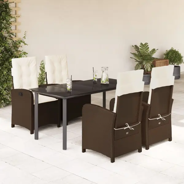 Gossi set mobilier de gradina, 5 piese, cu perne, maro, poliratan