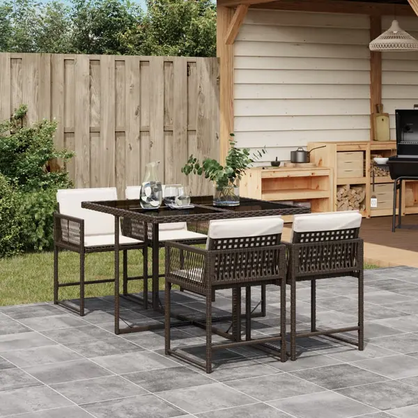 Gossi set mobilier de gradina, 5 piese, cu perne, maro, poliratan