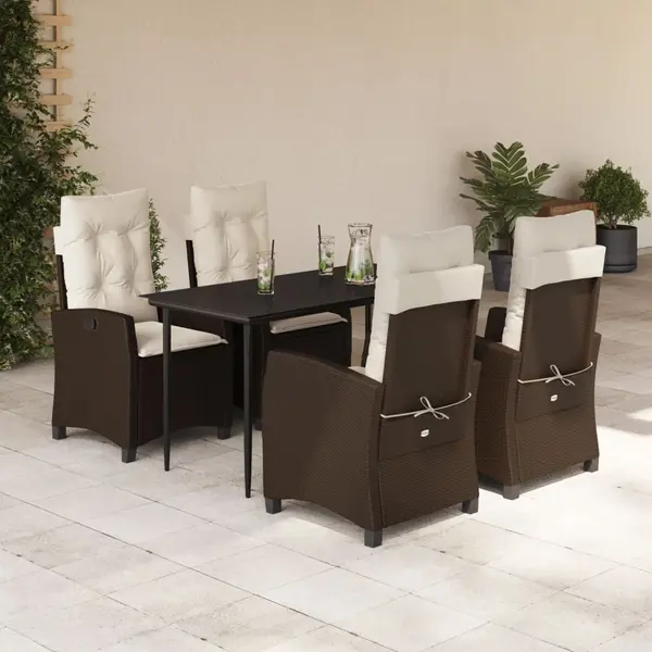 Gossi set mobilier de gradina, 5 piese, cu perne, maro, poliratan