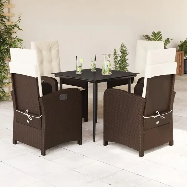 Gossi set mobilier de gradina, 5 piese, cu perne, maro, poliratan