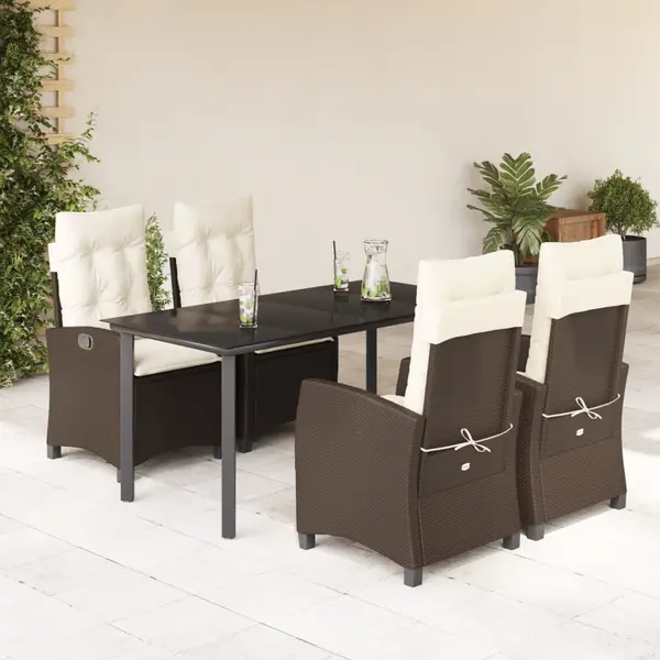 Gossi set mobilier de gradina, 5 piese, cu perne, maro, poliratan