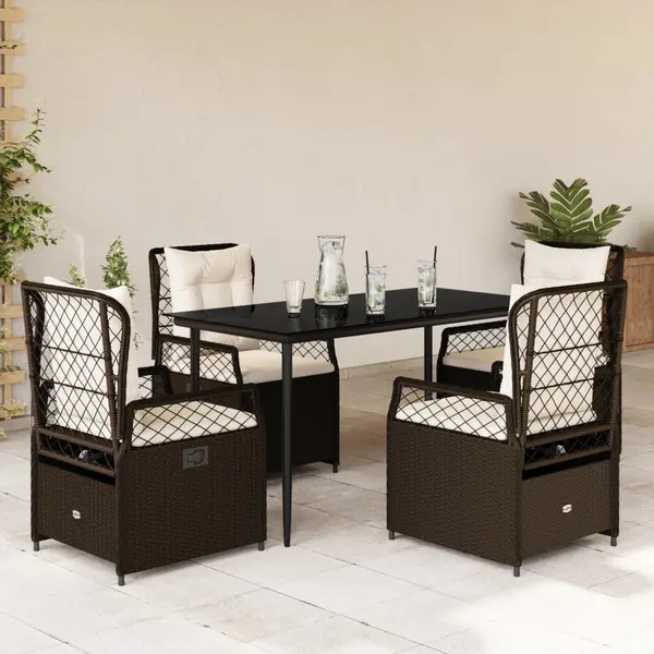 Gossi set mobilier de gradina, 5 piese, cu perne, maro, poliratan