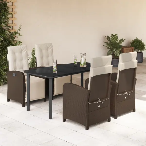 Gossi set mobilier de gradina, 5 piese, cu perne, maro, poliratan