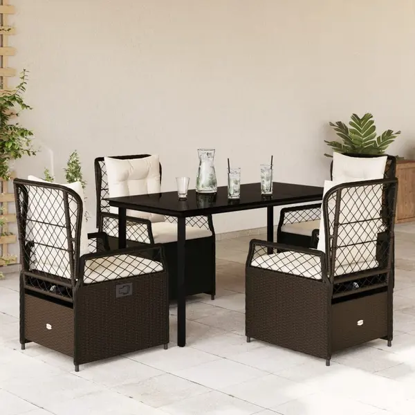 Gossi set mobilier de gradina, 5 piese, cu perne, maro, poliratan