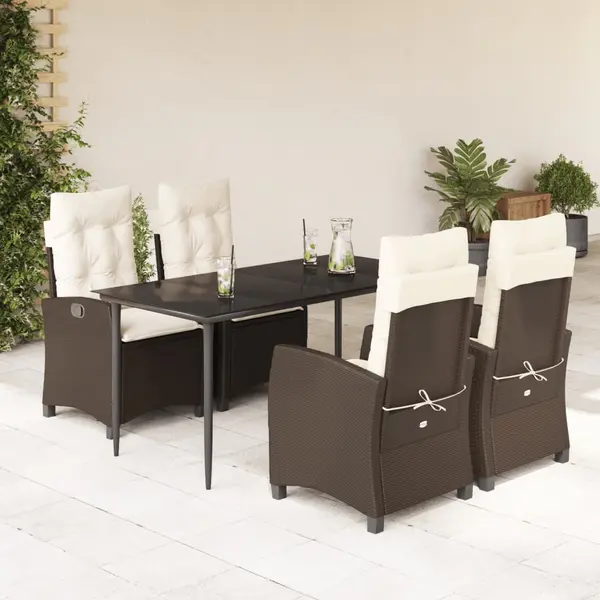 Gossi set mobilier de gradina, 5 piese, cu perne, maro, poliratan