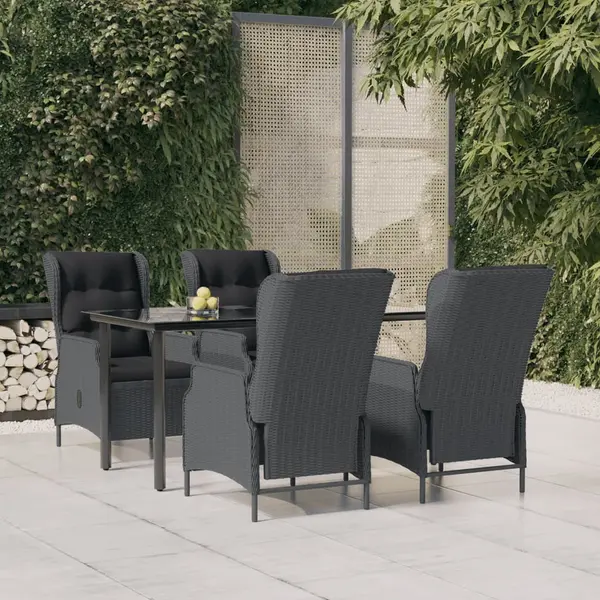Gossi set mobilier de gradina, 5 piese, gri inchis, poliratan