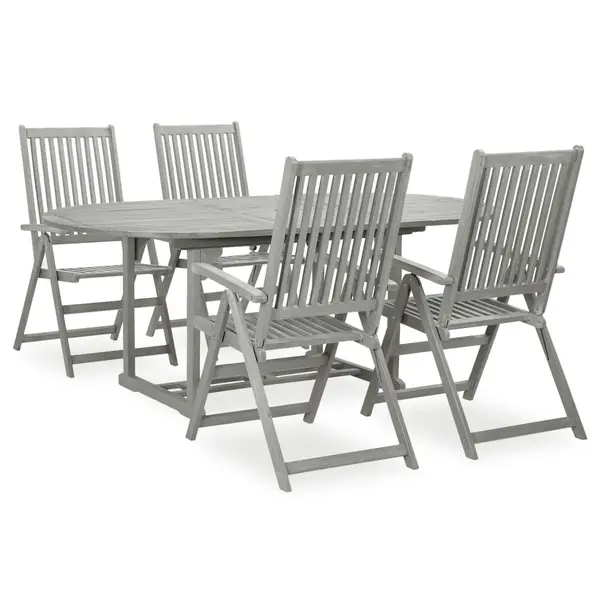 Gossi set mobilier de gradina, 5 piese, gri, lemn masiv de acacia