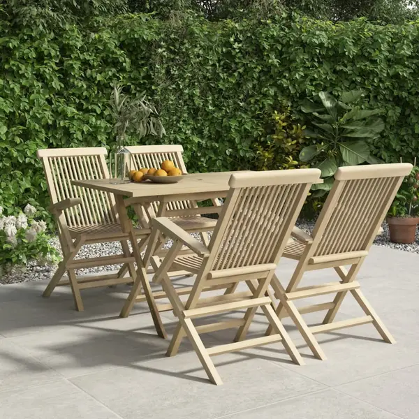Gossi set mobilier de gradina, 5 piese, gri, lemn masiv de tec