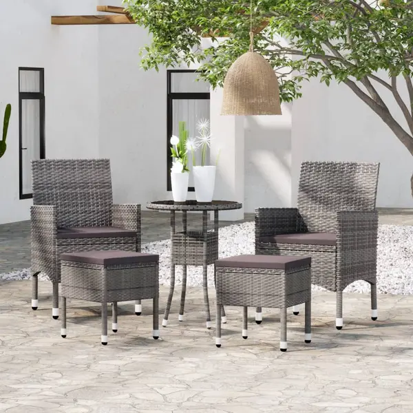 Gossi set mobilier de gradina, 5 piese, gri, poliratan