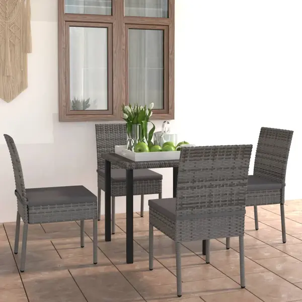 Gossi set mobilier de gradina, 5 piese, gri, poliratan