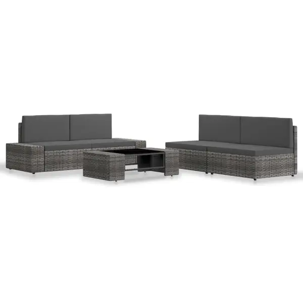 Gossi set mobilier de gradina, 5 piese, gri, poliratan