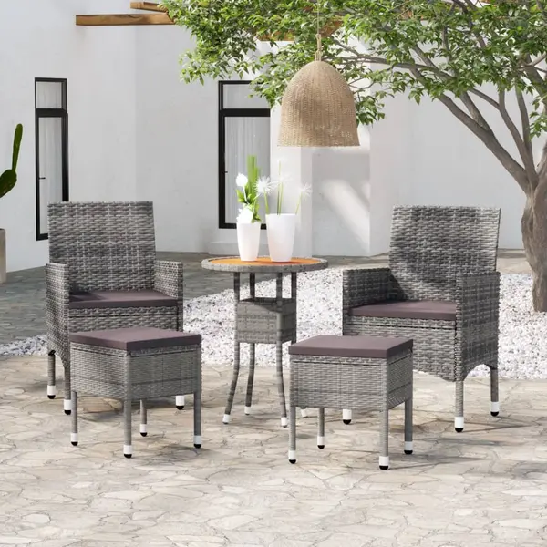Gossi set mobilier de gradina, 5 piese, gri, poliratan