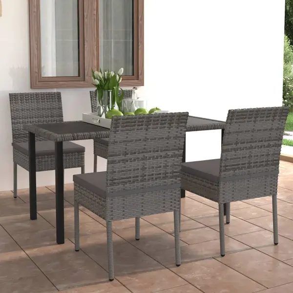 Gossi set mobilier de gradina, 5 piese, gri, poliratan