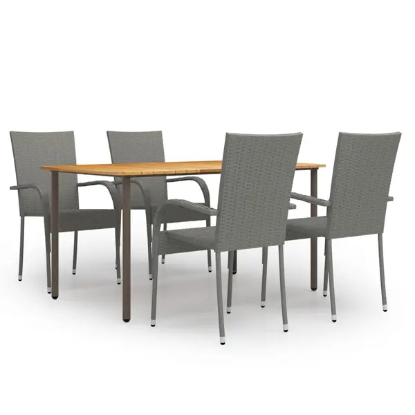 Gossi set mobilier de gradina, 5 piese, gri, poliratan