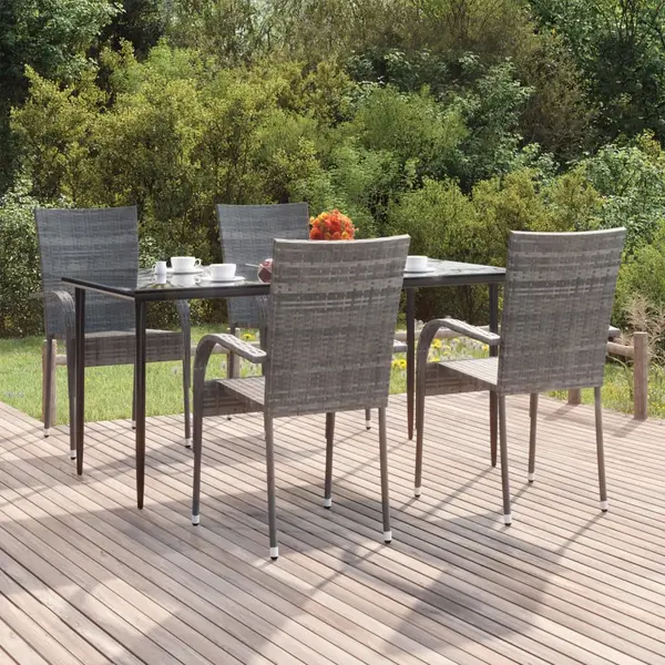 Gossi set mobilier de gradina, 5 piese, gri, poliratan