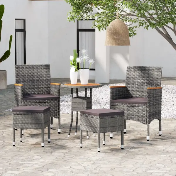 Gossi set mobilier de gradina, 5 piese, gri, poliratan