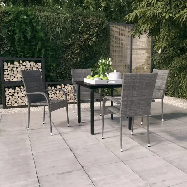 Gossi set mobilier de gradina, 5 piese, gri si negru