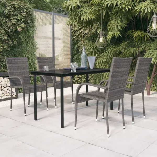 Gossi set mobilier de gradina, 5 piese, gri si negru