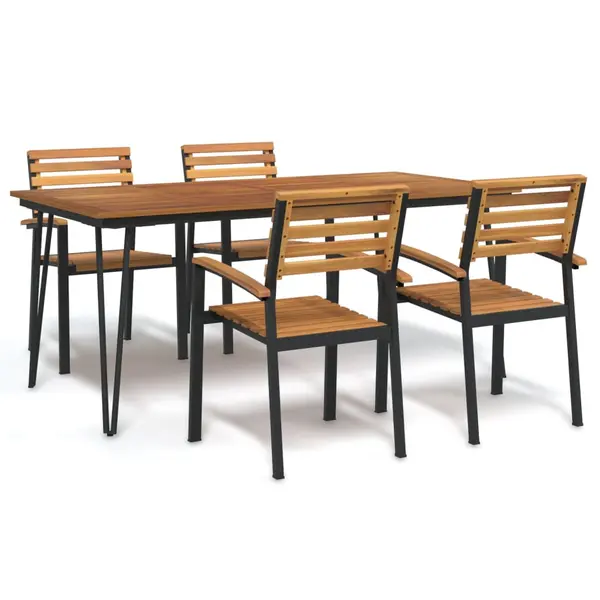 Gossi set mobilier de gradina, 5 piese, lemn masiv de acacia si metal