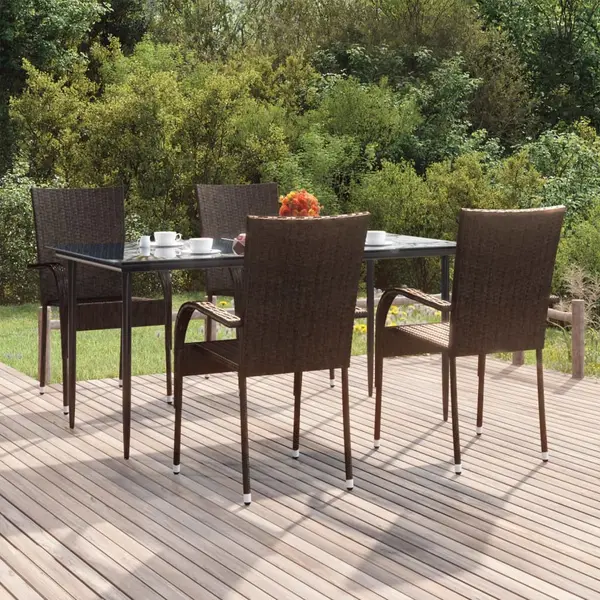Gossi set mobilier de gradina, 5 piese, maro, poliratan
