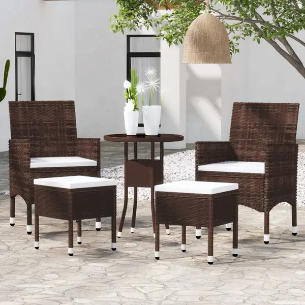 Gossi set mobilier de gradina, 5 piese, maro, poliratan