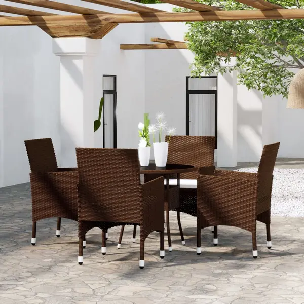 Gossi set mobilier de gradina, 5 piese, maro, poliratan
