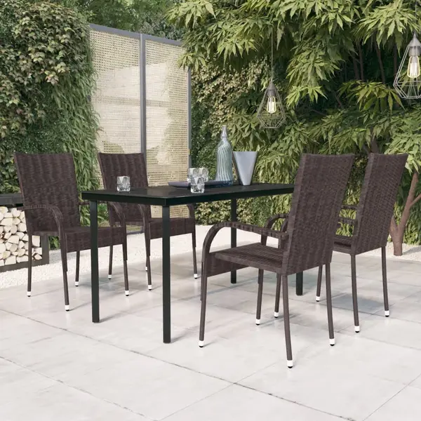 Gossi set mobilier de gradina, 5 piese, maro si negru