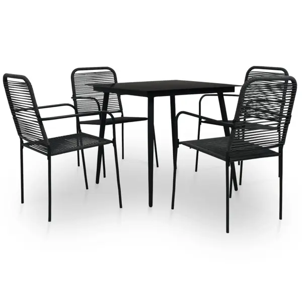 Gossi set mobilier de gradina, 5 piese, negru, franghie bumbac & otel