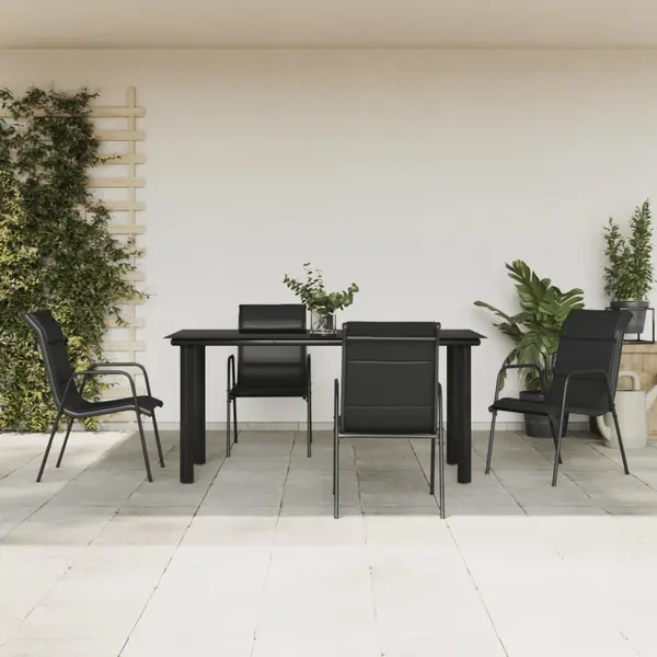 Gossi set mobilier de gradina, 5 piese, negru, otel si textilena