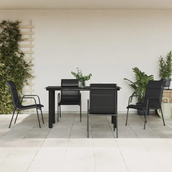 Gossi set mobilier de gradina, 5 piese, negru, otel si textilena