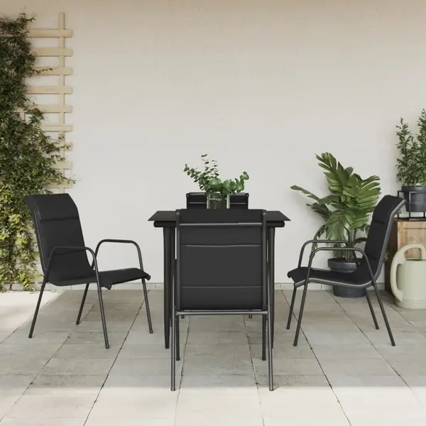 Gossi set mobilier de gradina, 5 piese, negru, otel si textilena