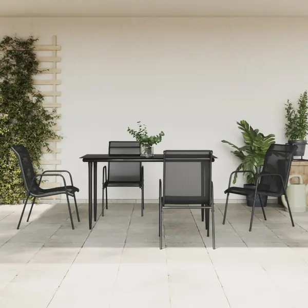 Gossi set mobilier de gradina, 5 piese, negru, otel si textilena
