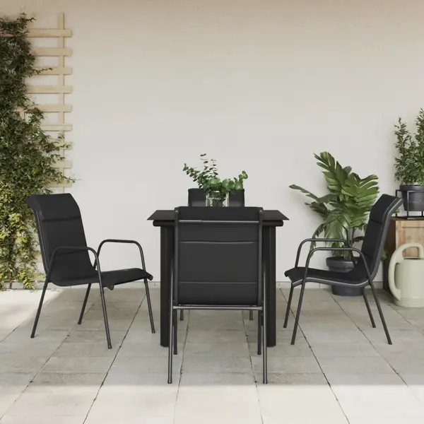 Gossi set mobilier de gradina, 5 piese, negru, otel si textilena