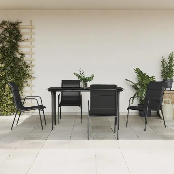 Gossi set mobilier de gradina, 5 piese, negru, otel si textilena