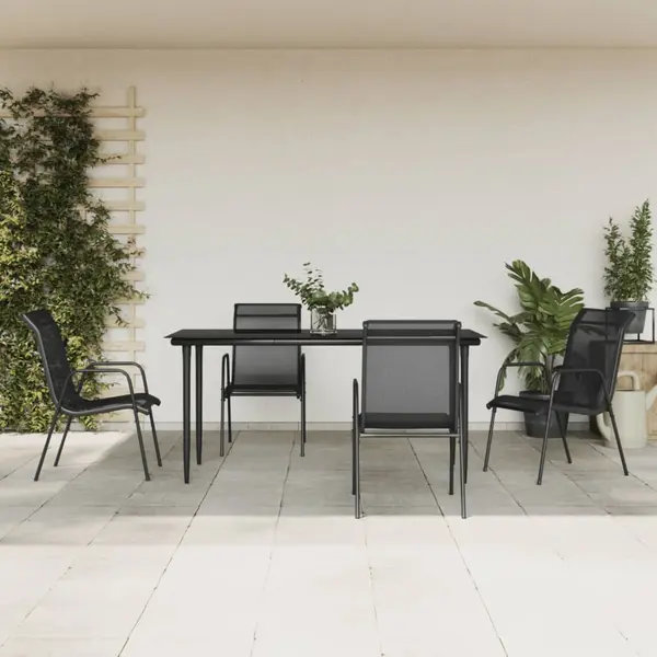 Gossi set mobilier de gradina, 5 piese, negru, otel si textilena