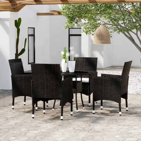 Gossi set mobilier de gradina, 5 piese, negru, poliratan