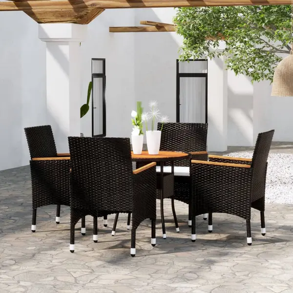 Gossi set mobilier de gradina, 5 piese, negru, poliratan